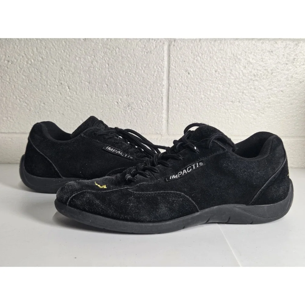 Impact Racing Shoes Low Top Driving Black Leather Mens Sz 9.5